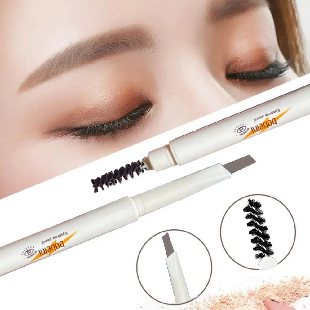 Thin-Head Double-Ended Eyebrow Pencil – Waterproof, Long-Lasting, Auto-Rotate, Brush Tip, Contour, Natural, Certified, Unisex